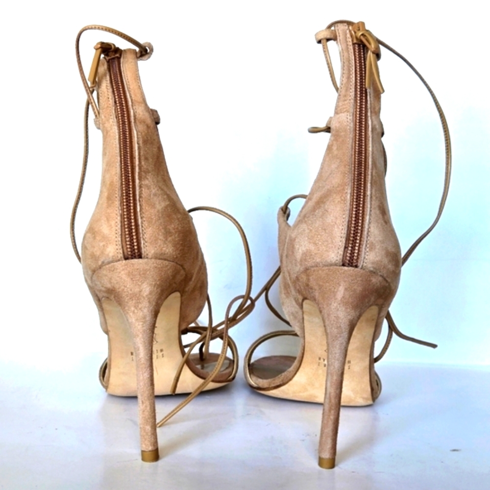 Stuart Weitzman Legwrap Strappy Blush/Nude Heels size 9.5 - Picture 3 of 7